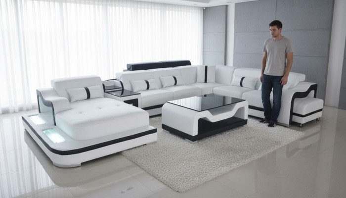 Design Modern Sofa Couch Corner Sofa Upholstery New Living Landscape U-Shape