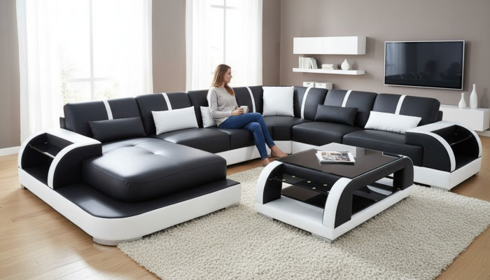 Sofa couch upholstery corner set fabric sofas leather corner sofa U-shaped living landscape