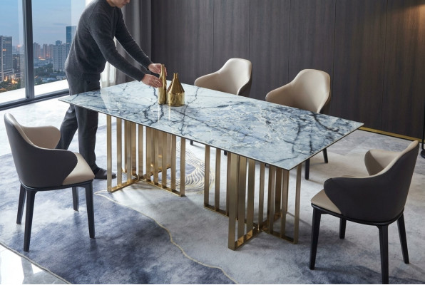 Design table stainless steel office conference dining room living room marble color furniture