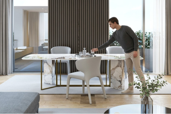 Luxury Furniture Marble Tables 180x90cm Living Room Hotel Dining Room Table Designer New