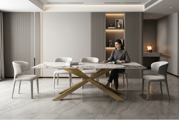 Design living room tables dining room 180x90cm furniture table dining table stainless steel X legs