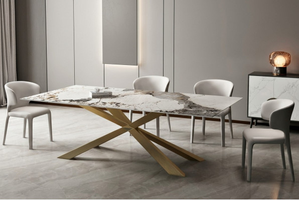 Design living room tables dining room 180x90cm furniture table dining table stainless steel X legs
