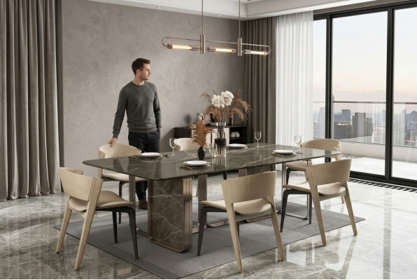 Luxury Dining Table Metal Tables High Gloss Dining Room Design Modern Dining Tables