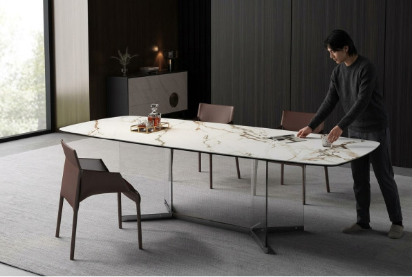 Dining room living room design luxury modern tables stainless steel legs marble imitation new