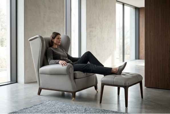 Modern set upholstery relax television 2-piece armchair stool side table