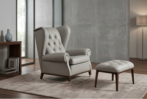Modern set upholstery relax television 2-piece armchair stool side table