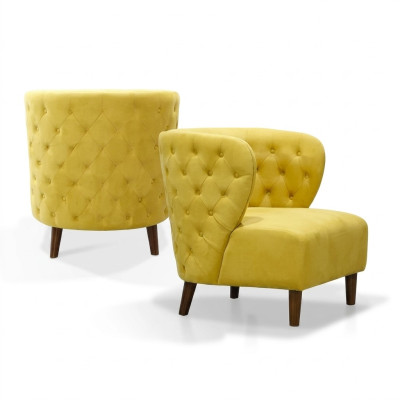 Yellow Chesterfield Armchair XL Textile Fabric Couches Creative Furniture Sofas