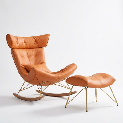Armchair Metal Design Upholstery Lounge Club Chair Seat Room Rocker