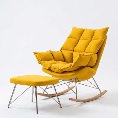 Armchair Metal Design Upholstery Lounge Rocking Chair Seat Room Rocker