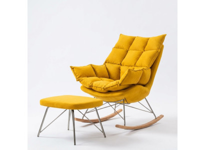Armchair Metal Design Upholstery Lounge Rocking Chair Seat Room Rocker