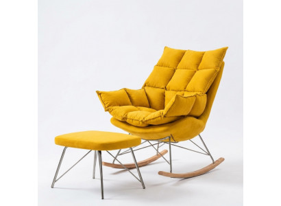 Armchair Metal Design Upholstery Lounge Rocking Chair Seat Room Rocker