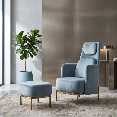 Armchair Chair Upholstery TV leather Textile Fabric Gray Design Lounge