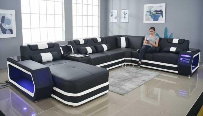 Living landscape couch textile leather sofas upholstery corner couch design corner sofa U-shape