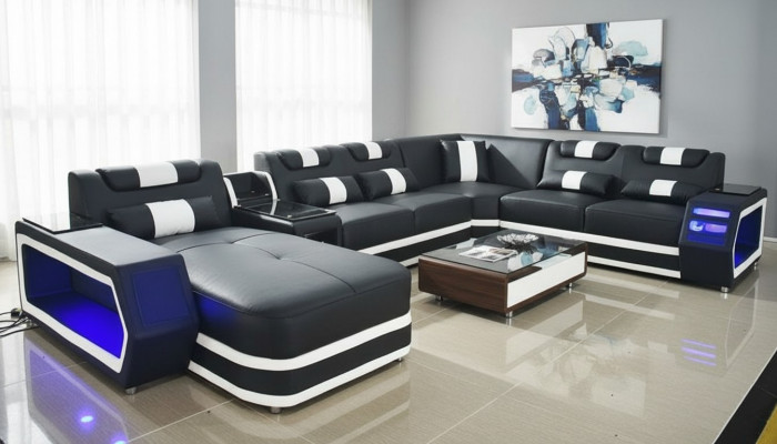 Living landscape couch textile leather sofas upholstery corner couch design corner sofa U-shape