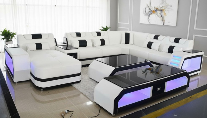 U-shape living landscape modern luxury couches corner sofa U-shape couch imitation leather white