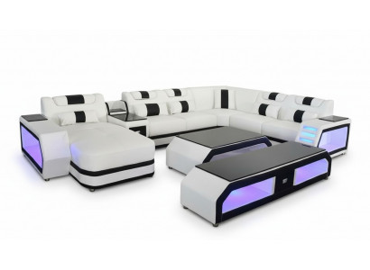 U-shape living landscape modern luxury couches corner sofa U-shape couch imitation leather white