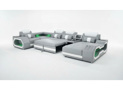 Gray New Sofa U-Shape Fabric Sofa Couch Living Landscape Design Modern Leather Sofas