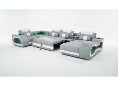 Gray New Sofa U-Shape Fabric Sofa Couch Living Landscape Design Modern Leather Sofas