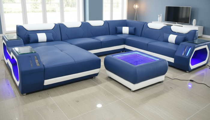 Sofas U Shape Corner Sofa Upholstered Couch Leather Corner New Living Area Designer Couch