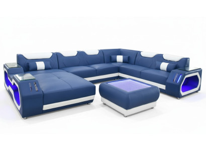 Sofas U Shape Corner Sofa Upholstered Couch Leather Corner New Living Area Designer Couch