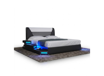 Stylish Designer Double Bed Furniture Upholstered Leather White 180x200 NEW