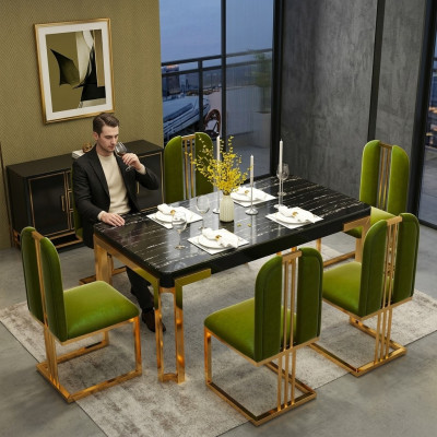 Luxury tables dining room table modern metal dining room table furniture gold stainless steel
