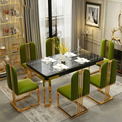 Luxury tables dining room table modern metal dining room table furniture gold stainless steel