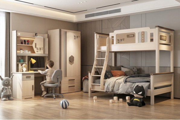 Bedroom youth children's room set modern wardrobe dresser table new 2-piece.