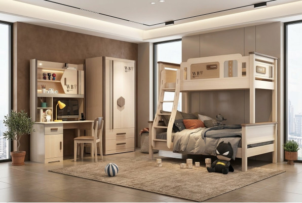 Bedroom youth children's room set modern wardrobe dresser table new 2-piece.