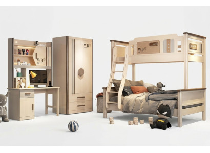 Bedroom youth children's room set modern wardrobe dresser table new 2-piece.