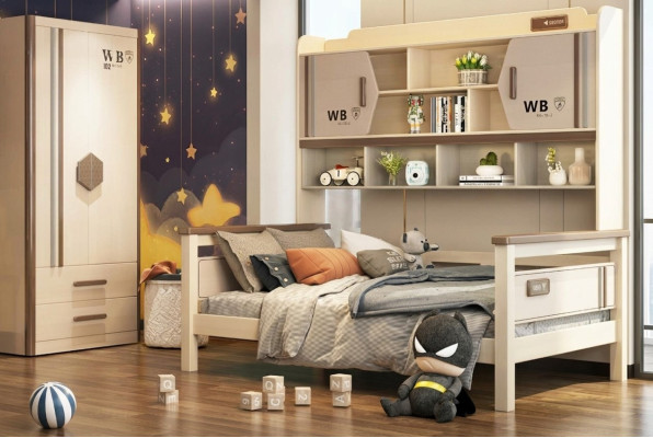 Children's room 2-piece set loft bed wardrobe high gloss youth room furniture new