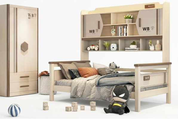 Children's room 2-piece set loft bed wardrobe high gloss youth room furniture new