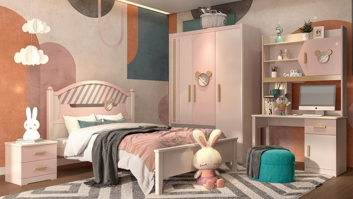 Children's Room Youth Room Bedroom Furniture Complete Set Nightstand New 4-piece