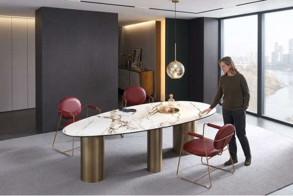 Dining room furniture stainless steel oval dining table table design tables luxury furniture round new