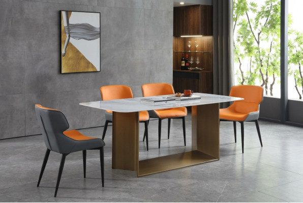 Luxury tables dining table stainless steel furniture column table marble style dining tables metal