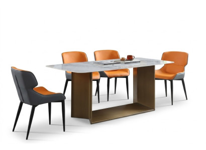 Luxury tables dining table stainless steel furniture column table marble style dining tables metal