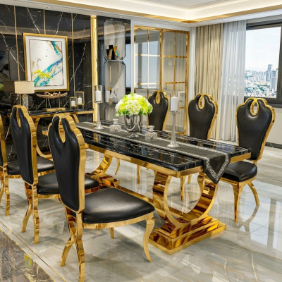 Stainless steel dining table dining room modern kitchen design table metal