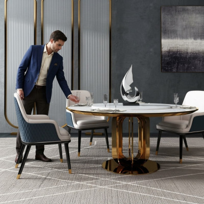 Luxury round table round design tables stainless steel furniture dining room dining tables new