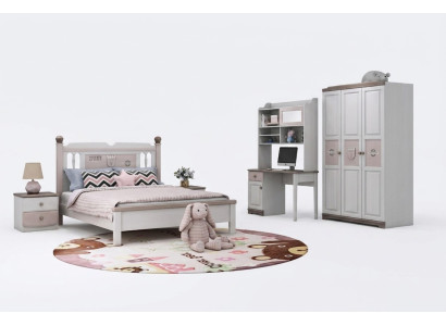 Complete youth room children's room set bed wardrobe dresser white 5-piece new
