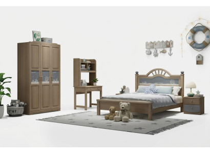 Youth children's room set bedroom modern wardrobe bed nightstand table 5-piece.