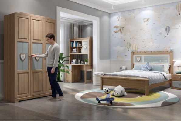 Youth room children's room set bed chest of drawers wardrobe 5-piece bedroom new