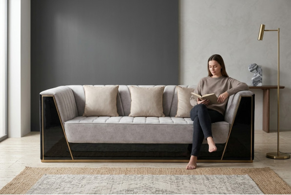 Sofa 3-seater sofas luxury textile couches big upholstery designer furniture three-seater