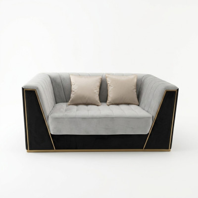 Luxury Sofa 2-Seater Furniture Design Upholstery Black Textile Velvet Sofas Couches