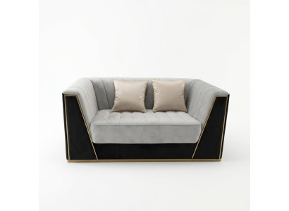 Luxury Sofa 2-Seater Furniture Design Upholstery Black Textile Velvet Sofas Couches