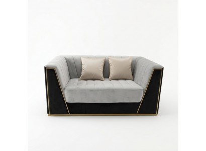 Luxury Sofa 2-Seater Furniture Design Upholstery Black Textile Velvet Sofas Couches
