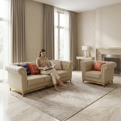 Classic Luxury Chesterfield 3+2+1 Seater Sofa Set Upholstered Furniture Sofas New
