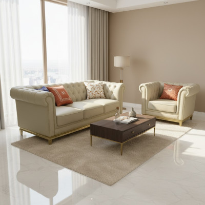 Classic Luxury Chesterfield 3+2+1 Seater Sofa Set Upholstered Furniture Sofas New