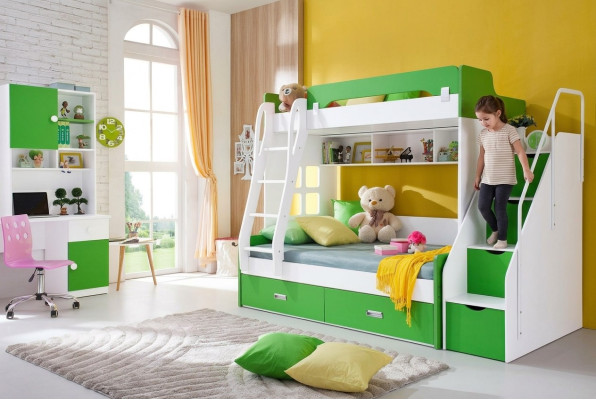 Youth bed desk wardrobe green NEW youth room children's room complete set