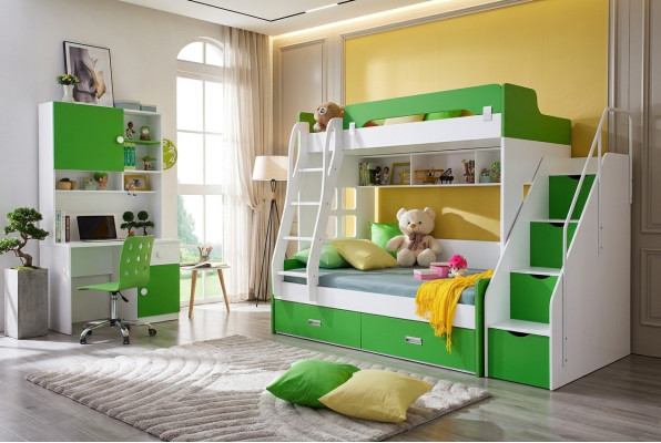 Youth bed desk wardrobe green NEW youth room children's room complete set