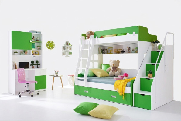 Youth bed desk wardrobe green NEW youth room children's room complete set
